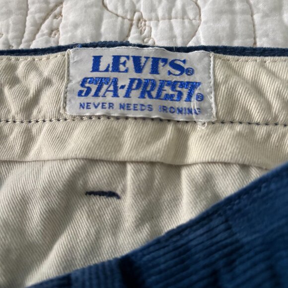 Levi's Sta-Prest men's 32 x 29.5 blue corduroy trousers academia twee casual - Picture 4 of 6